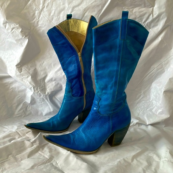 Shoes - Cowboy boots leather blue